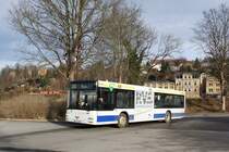 Bus Aue / Bus Erzgebirge: MAN NL der RVE (Regionalverkehr Erzgebirge GmbH), aufgenommen im Dezember 2017 am Bahnhof von Aue (Sachsen).