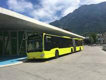 Mercedes-Benz O530 III G  Citaro II  von PostAuto Liechtenstein Anstalt beim 2010 eröffneten Bushof in Schaan. Dieser neuen Citaro wurden 2015 mit zwei anderen Citaro II Gelenkbussen und zwei Mercedes-Benz Sprinter City 65 angeschafft. 
