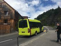 Mercedes-Benz Sprinter City 65 von PostAuto Liechtenstein Anstalt in Schellenberg. Auf der Linie 35 von Bendern via Gamprin nach Hinterschellenberg kommen meist solche Sprinter City 65 (wie in der Schweiz und Liechtenstein üblich ohne Hintertür) oder ein Mercedes-Benz O530 II K zum Einsatz. 