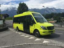 Mercedes-Benz Sprinter City 65 von PostAuto Liechtenstein Anstalt in Schellenberg. Auf der Linie 35 von Bendern via Gamprin nach Hinterschellenberg kommen meist solche Sprinter City 65 (wie in der Schweiz und Liechtenstein üblich ohne Hintertür) oder ein Mercedes-Benz O530 II K zum Einsatz. 