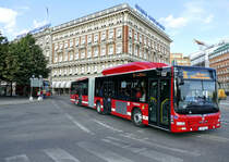 Stockholms Lokaltrafik -SL mit dem MAN Lion's City GL CNG, '7210' (CHR 451) in Stockholm im August 2017.