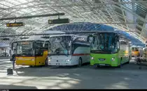 Postautostation Chur am 24. Januar 2018. Treffen von Postauto, DB IC Bus und Flixbus.<br>
Man beachte das italienische Kennzeichen am IC Bus. Das Fahrzeug gehört einem Unternehmen aus Bergamo und verkehrt auf der Route Milano - Chur - München.