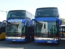 Setra 431 DT Edelline et ex-Edelline, Kerzers  juillet 2015

Plus de photos sur : https://www.facebook.com/AutocarsenSuisse/