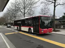 Ein MAN Lion‘s City von travys Yverdon-les-Bains beim Bahnhof in Yverdon-les-Bains. Aufgenommen am 28. Januar 2018.