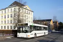 Bus Erzgebirge: MAN EL (ANA-BV 44) der RVE (Regionalverkehr Erzgebirge GmbH), aufgenommen im Februar 2018 in Zwönitz (Erzgebirgskreis).