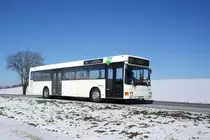 Bus Erzgebirge: MAN EL (ANA-BV 44) der RVE (Regionalverkehr Erzgebirge GmbH), aufgenommen im Februar 2018 in der Nähe von Annaberg-Buchholz (Erzgebirgskreis).