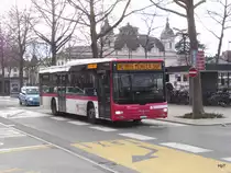 travys - MAN Lion`s City VD 1257 auf Dienstfahrt bei den Bushaltestellen vor dem Bahnhof in Yverdon les Bains am 10.02.2018