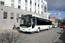 Bus Kaiserslautern / Verkehrsverbund Rhein-Neckar: MAN Lion's Regio von Schary-Reisen GbR (Lackierung: Busverkehr Oder-Spree GmbH), aufgenommen im Februar 2018 am Hauptbahnhof in Kaiserslautern.