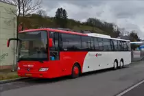 . VE 2034, Mercedes Benz Integro von Voyages Ecker, wartet nahe dem Busbahhof 2 in Ettelbrück auf seinen nächsten Einsatz als SEV zwischen Ettelbrück und Luxemburg.  11.03.2018