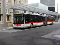 VBSG - MAN Lion`s City  Nr.278  SG  198278 unterwegs auf der Linie 8 vor dem Bahnhof bei den Bushaltestellen in St.Gallen am 09.03.2018