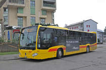 Mercedes Citaro 83, auf der Linie 47, wartet an der Endstation beim Bahnhof Muttenz.- Die Aufnahme stammt vom 20.03.2018.
