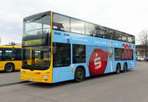 MAN Lion's City DD der BVG, Wagen '3105', als 100'er in Berlin /Hertzallee im Februar 2018.