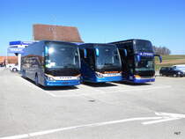 Drei Setra Reisecar`s  abegstellt am Strassenrand in Büchslen am 24.03.2018