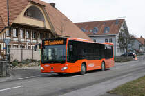 RBS: Mercedes Citaro Nummer 214 anlässlich der Ortsdurchfahrt Grossaffoltern am 27. März 2018.
Foto: Walter Ruetsch