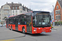 MAN Lions City von Südbadenbus, auf der Linie 38, verlässt die Haltestelle Wettsteinplatz. Die Aufnahme stammt vom 15.03.2018.