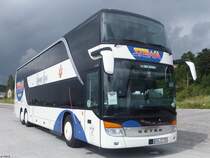 Setra 431 DT von Stewa aus Deutschland im Stadthafen Sassnitz am 16.07.2014