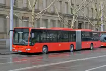 Mercedes Citaro von Südbadenbus wartet auf einem Parkplatz beim Badischen Bahnhof. Die Aufnahme stammt vom 01.04.2018.