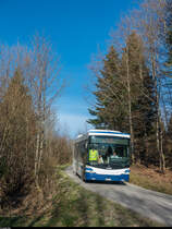 Bahnersatz Ringlikon - Uetliberg wegen Bauarbeiten vom 3. April bis am 10. Mai 2018. Zum Einsatz kommt ein Hess Bergbus der AHW Busbetriebe. Aufnahme vom 12. April 2018.
