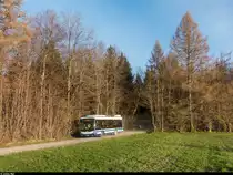 Bahnersatz Ringlikon - Uetliberg wegen Bauarbeiten vom 3. April bis am 10. Mai 2018. Zum Einsatz kommt ein Hess Bergbus der AHW Busbetriebe. Aufnahme vom 12. April 2018.
