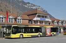 Mercedes Citaro 173, auf der Linie 21, wartet an der Endstation beim Bahnhof Interlaken Ost. Die Aufnahme stammt vom 07.04.2018.