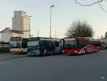 asm Oberaargau - MAN Lion`s City Nr.53 BE 547292 zusammen mit den BUS Mercedes Nr.46 und Nr.52 in Herzogenbuchsee am 03.04.2018