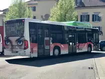 Heck des MB C2 NGT Nr. 31 der BGU am 21.4.18 nach der Abfahrt beim Postplatz Grenchen.