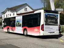 Heck des Diesel C2 Ü Nr. 20 der BGU am 21.4.18 beim Bhf Grenchen Süd.