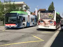 BGU C2 NGT Nr. 30 trifft C2 Nr. 31 am 21.4.18 beim Bhf Grenchen Süd.