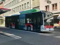 BGU C2 NGT Nr. 29 am 21.4.18 beim Anfahren beim Postplatz Grenchen.