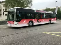 Citaro I Nr. 14 der BGU steht am 23.4.18 beim Bhf Grenchen Süd.