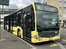 MB C2 Nr. 185 der STI beim Halt vor dem Bhf Thun, bevor es weiter nach Wimmis geht, 26.4.18.