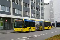 Mercedes Citaro 80 der AAGL, auf der Linie 81, wartet an der Endstation am Aeschenplatz. Die Aufnahme stammt vom 26.04.2018.