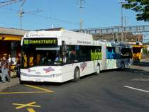 RBL  - Solaris Gelenkbus Nr.67  AG 7999 auf Dienstfahrt bei der Bushaltestelle vor dem Bahnhof Lenzburg am 08.09.2008