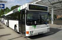 Bus Schwarzenberg / Bus Erzgebirge: MAN EL (ANA-BV 44) der RVE (Regionalverkehr Erzgebirge GmbH), aufgenommen im April 2018 am Bahnhof von Schwarzenberg / Erzgebirge.