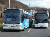 Neoplan Euroliner und Solaris Urbino 12 der VVR in Sasnitz am 17.04.2017
