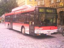 Hier Seht ihr einen abgestellten MAN auf dem Maktplatz in Bayreuth.Er wird immer eingesetzt als berlandbus Linie 8 nach Bindlach 