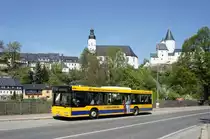 Stadtverkehr Schwarzenberg / Stadtbus Schwarzenberg / Bus Erzgebirge: MAN NL der RVE (Regionalverkehr Erzgebirge GmbH), aufgenommen im April 2018 im Stadtgebiet von Schwarzenberg / Erzgebirge.
