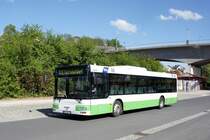 Bus Aue / Bus Erzgebirge: MAN NÜ (ERZ-VB 723) der RVE (Regionalverkehr Erzgebirge GmbH), aufgenommen im April 2018 am Bahnhof von Aue (Sachsen).