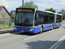 VZO - Mercedes Citaro Nr. 130, unterwegs als Bahnersatz bei Hinteregg am 12.5.18. Am Wochenende des 12. und 13. Mai konnte die Strecke der Forchbahn zwischen Esslingen und Forch wegen Bauarbeiten nicht befahren werden. Deswegen setzte die VZO Bahnersatzbusse ein. 