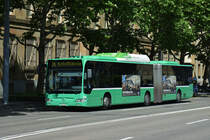 Mercedes Citaro 716, auf der Linie 36, fährt zur Haltestelle am Badischen Bahnhof. Die Aufnahme stammt vom 25.05.2018.
