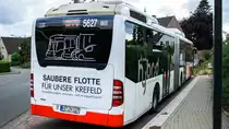 Ein Mercedes Benz O 530 GDH Citaro Hybridbus von der 'Stadtwerke Krefeld' mit der Wagennummer 5627 in Knickelsdorf. | Juni 2018