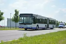 Am 04.06.2016 fährt HVL-VG 439 für die ILA auf der Shuttle-Linie S zwischen ILA Gelände und Bahnhof Schönefeld. Aufgenommen wurde ein MAN Lion's City G der Havelbus.
