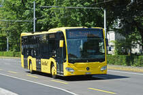 Mercedes Citaro 51 der AAGL, auf der Linie 81, fährt zur Haltestelle Aeschenplatz beim Hammermann. Die Aufnahme stammt vom 01.07.2018.