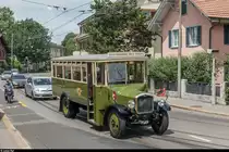 Erster Betriebstag der Stiftung BERNMOBIL historique am 24. Juni 2018. <br>
Autobus 5, der älteste betriebsfähige Stadtbus der Schweiz, unterwegs vom Fischermätteli ins Weissenbühl.