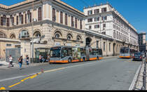 AMT Genova Trolleybus 2105 am 29. Juni 2018 auf der einzigen Trolleylinie 20 Richtung Sampierdarena am Bahnhof Principe.