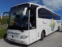 Mercedes Travego von Reisepartner Pellkofer aus Deutschland auf der Speckalm am 17.08.2014