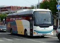 Reisebus der finnischen Porin Linjat. Typ mir unbekannt am 20.05.18 in Tallinn