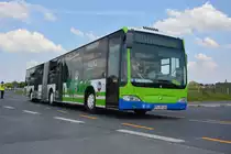 Am 04.06.2016 fährt PM-RB 161 für die ILA 2016 auf der ILA Sonderlinie P3 zwischen ILA-Parkplatz und ILA-Gelände. Aufgenommen wurde ein Mercedes Benz Citaro I Facelift GÜ der VGB.