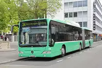 Mercedes Citaro 727, auf der Linie 34, bedient die Haltestelle Claraplatz. Die Aufnahme stammt vom 17.07.2018.