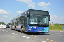 Am 04.06.2016 fährt OHV-VK 108 für die ILA 2016 auf der Shuttle Linie  R . Aufgenommen wurde ein MAN Lion's City G der OVG.